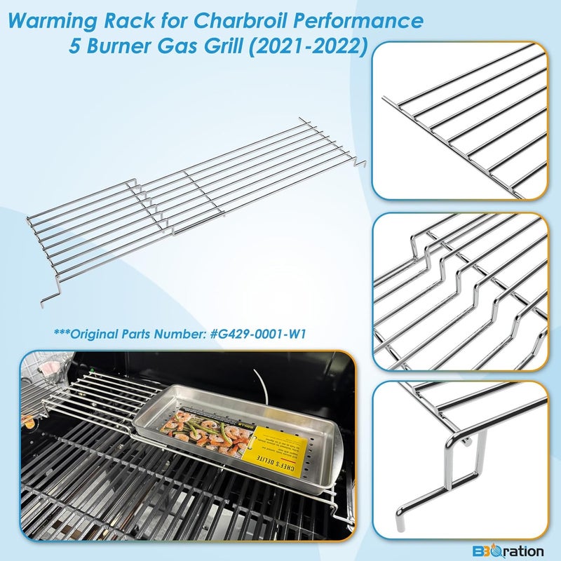 BBQration Warming Rack Grill Parts for Charbroil Performance 5 Burner 463448021 463450022 463455021 463449021 463458021, G429-0001-W1 Grill Swing Away Grid for Charbroil Grill Replacement Parts - Image 3